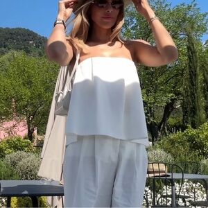 ZARA White strapless summer top. Linen blend